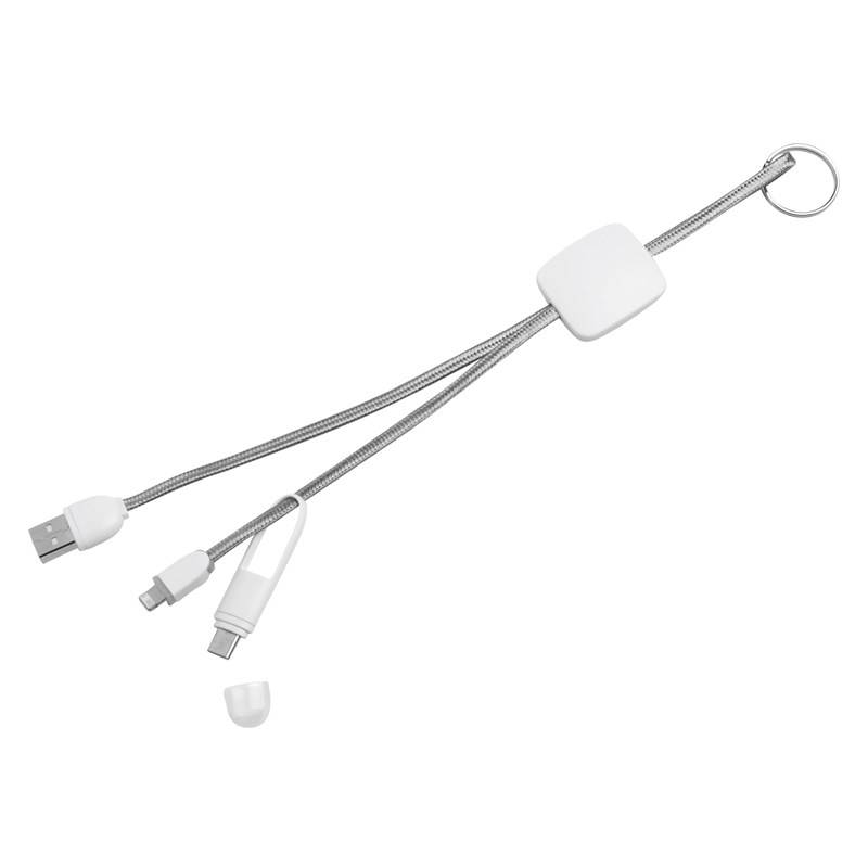 Nabíjací kábel s tromi konektormi, biela Nabíjací kábel s tromi konektormi, biela